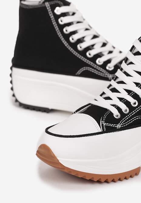 Czarne Trampki za Kostkę na Wysokiej Platformie Julieyati
