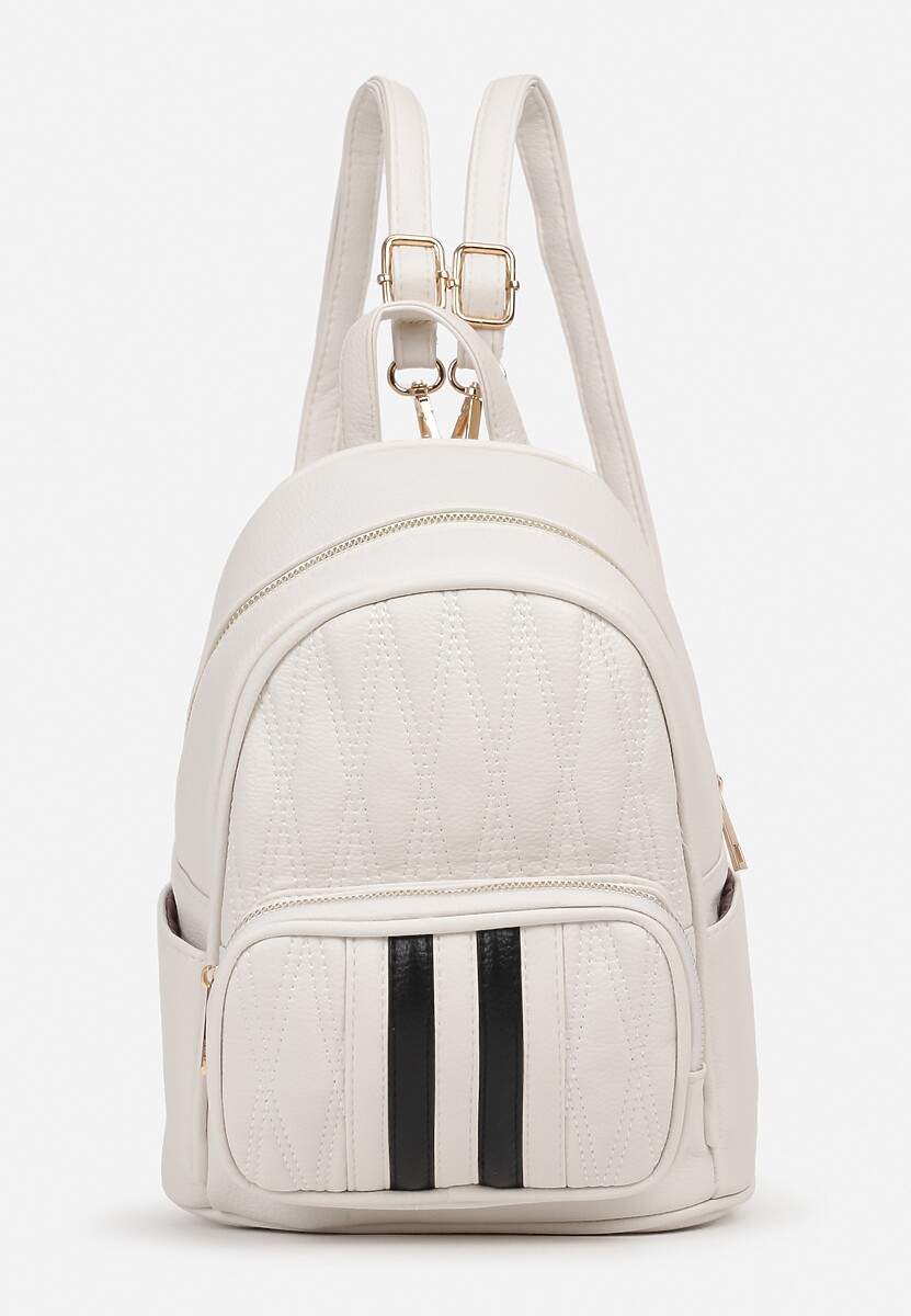 Biały Casualowy Plecak z Tłoczonym Wzorem i Regulowanymi Odpinanymi Paskami Nelarose