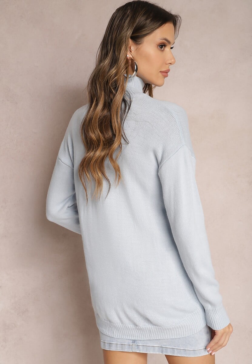 Jasnoniebieski Klasyczny Golf o Asymetrycznym Kroju Abezza