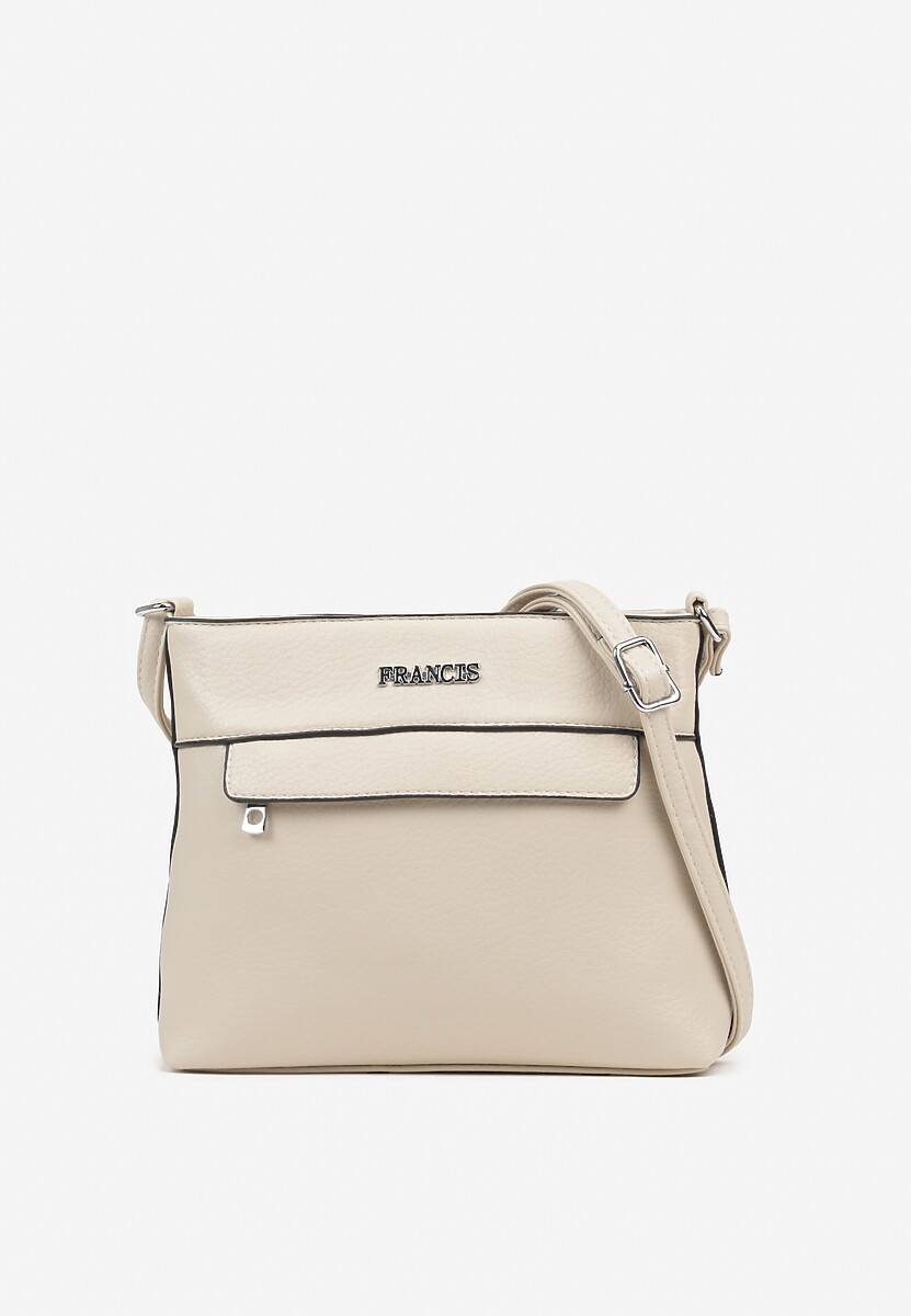 Beżowa Torebka Listonoszka Ozdobiona Kieszonką Silitra