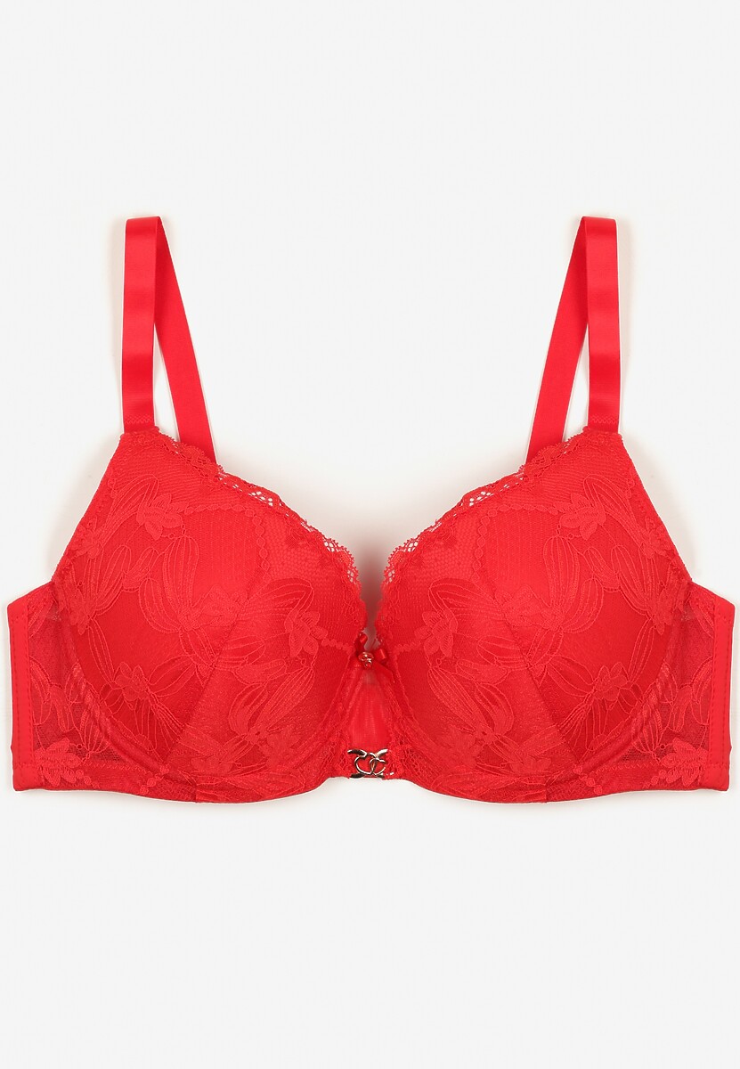 Czerwony Koronkowy Biustonosz z Metaliczną Aplikacją Dorzedi