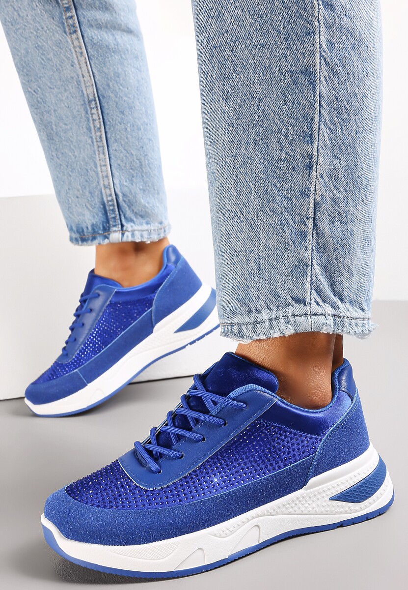 Beżowe Sneakersy z Drobnymi Cyrkoniami Hinekle