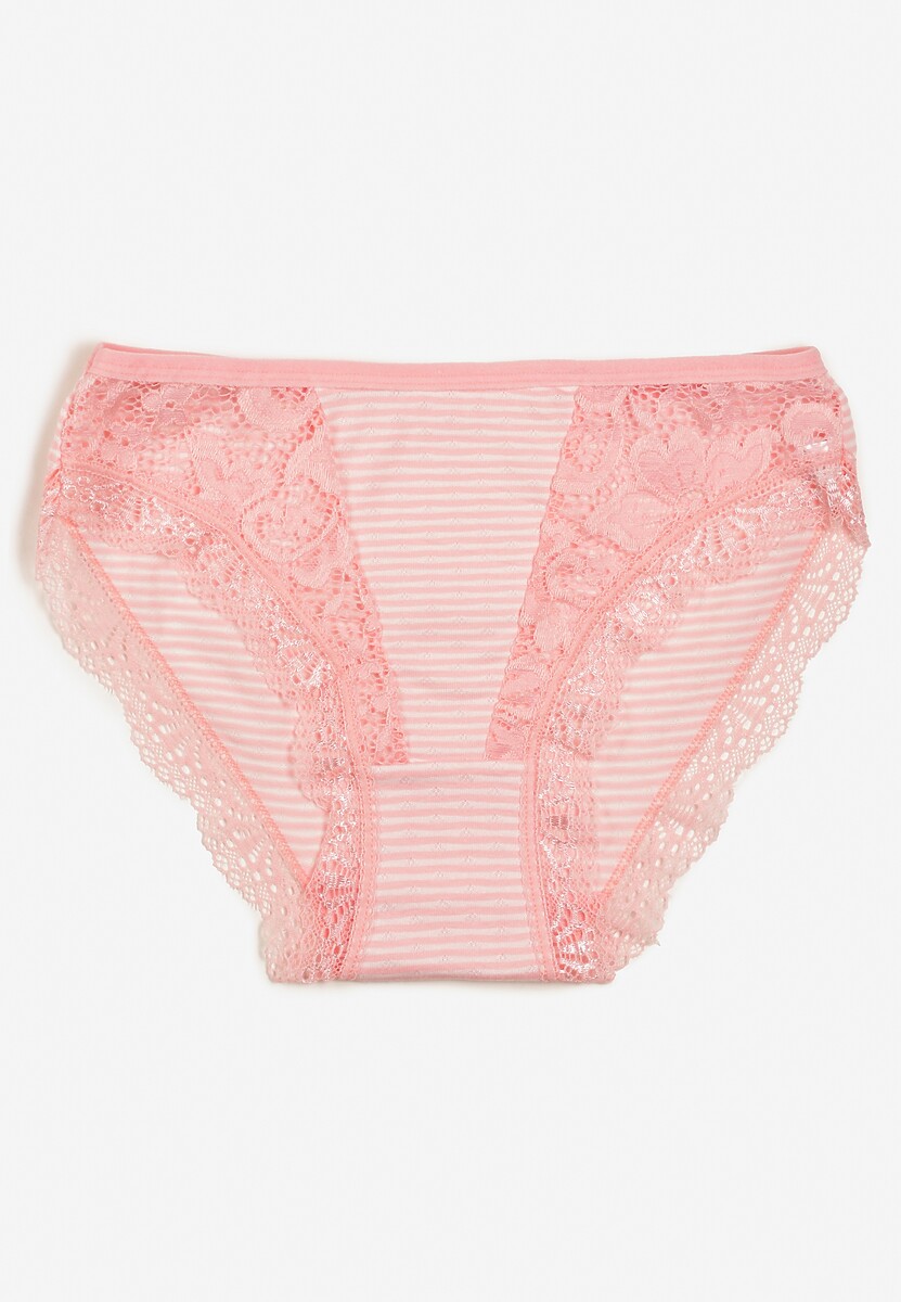 Żółte Figi Majtki z Bawełny Ozdobione Koronką Pilles