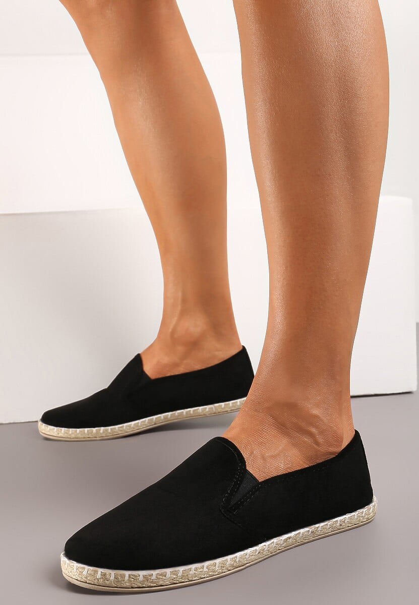 Różowe Wsuwane Tenisówki Espadryle z Plecioną Podeszwą Elladia