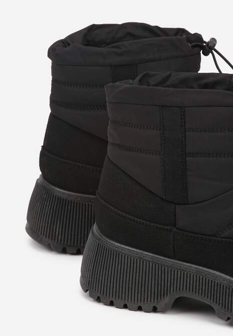 Czarne Pikowane Śniegowce ze Ściągaczem Monivella