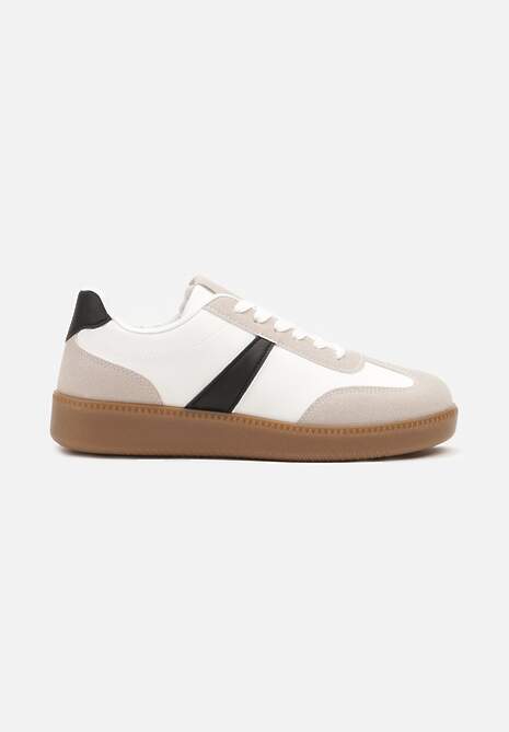 Biało-Czarne Sneakersy Tenisówki z Geometrycznym Wzorem Hanivra