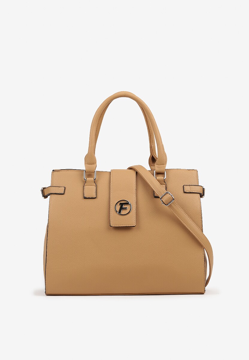 Czarna  Torebka Ozdobiona Klapą i Metaliczną Wstawką Jonavia