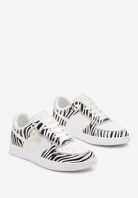 Biało-Czarne Sneakersy przed Kostkę z Sznurowaniem Eleuteria