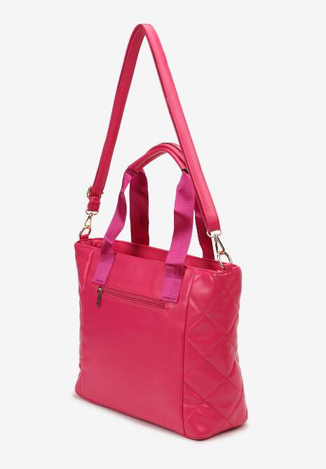 Różowa Pikowana Torebka z Odczepianym Paskiem i Frędzlami Ildeosa