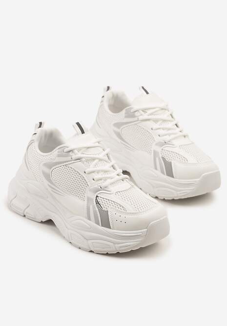 Białe Sneakersy Vices na Platformie Ozdobione Tłoczeniem Natiselle