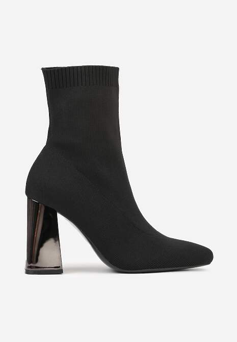 Czarne Skarpetkowe Botki VICES na Słupku w Eleganckim Stylu Rarana