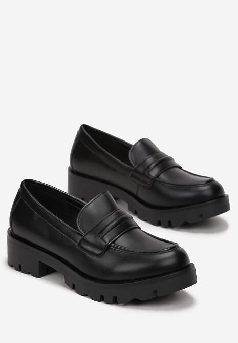 Czarne Mokasyny z Wkładką ze Skóry Naturalnej Tzipora