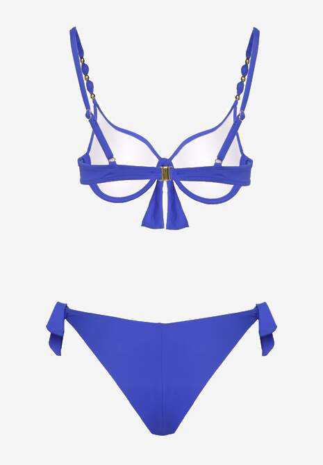 Niebieskie Bikini Majtki i Biustonosz z Wiązaniem Sadeenne