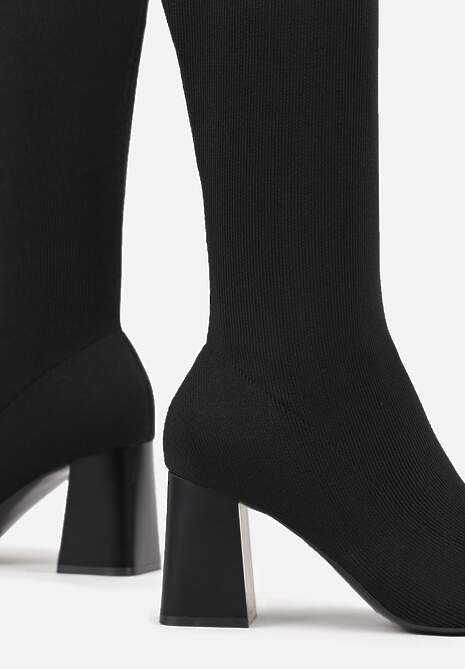 Czarne Skarpetkowe Kozaki VICES na Słupkowym Obcasie Ralles