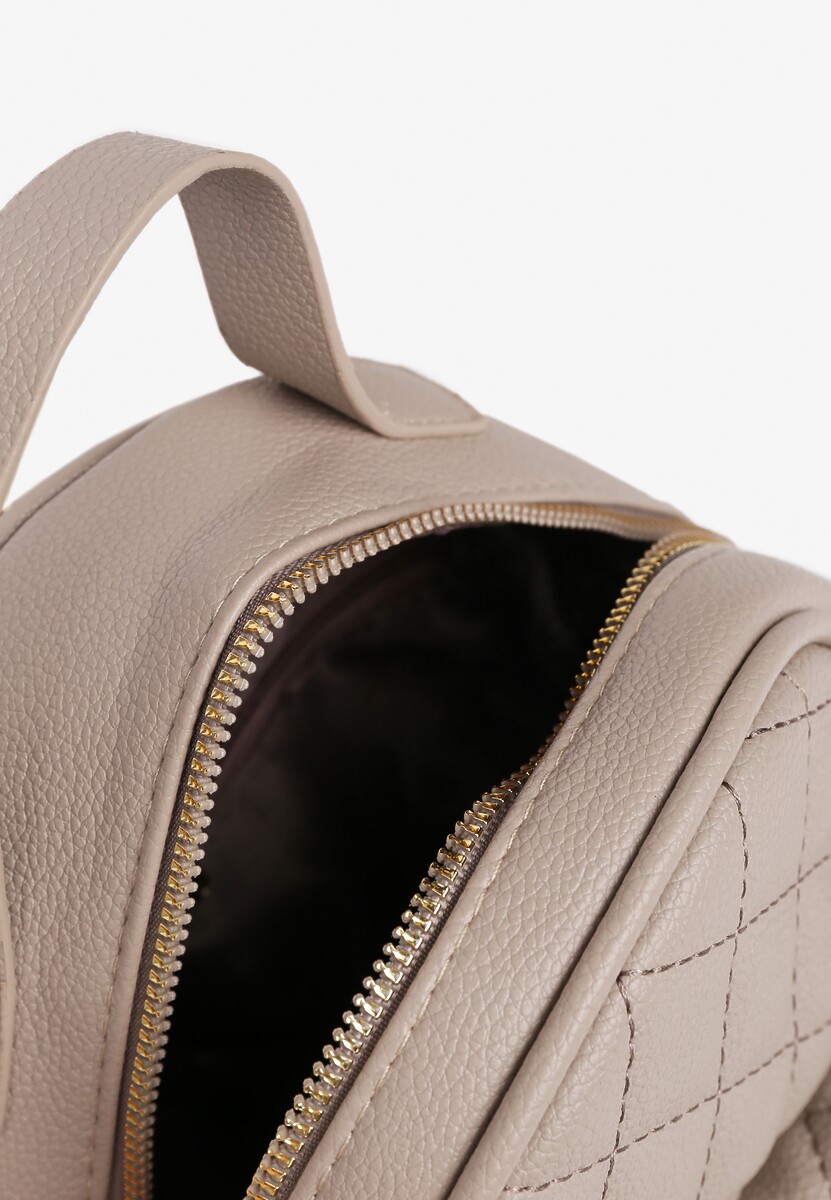 Ciemnobeżowy Plecak Pikowany z Odpinanymi Paskami z Regulacją Zapinany na Suwak Nenatia