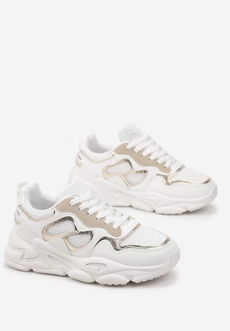 Białe Sneakersy przed Kostkę na Grubej Podeszwie Lefia