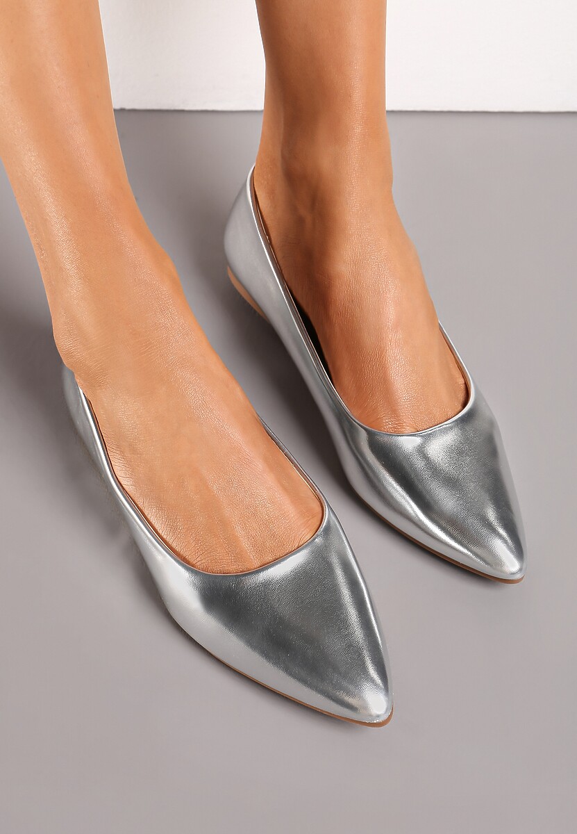 Srebrne Balerinki ze Szpiczastym Noskiem Kaerille