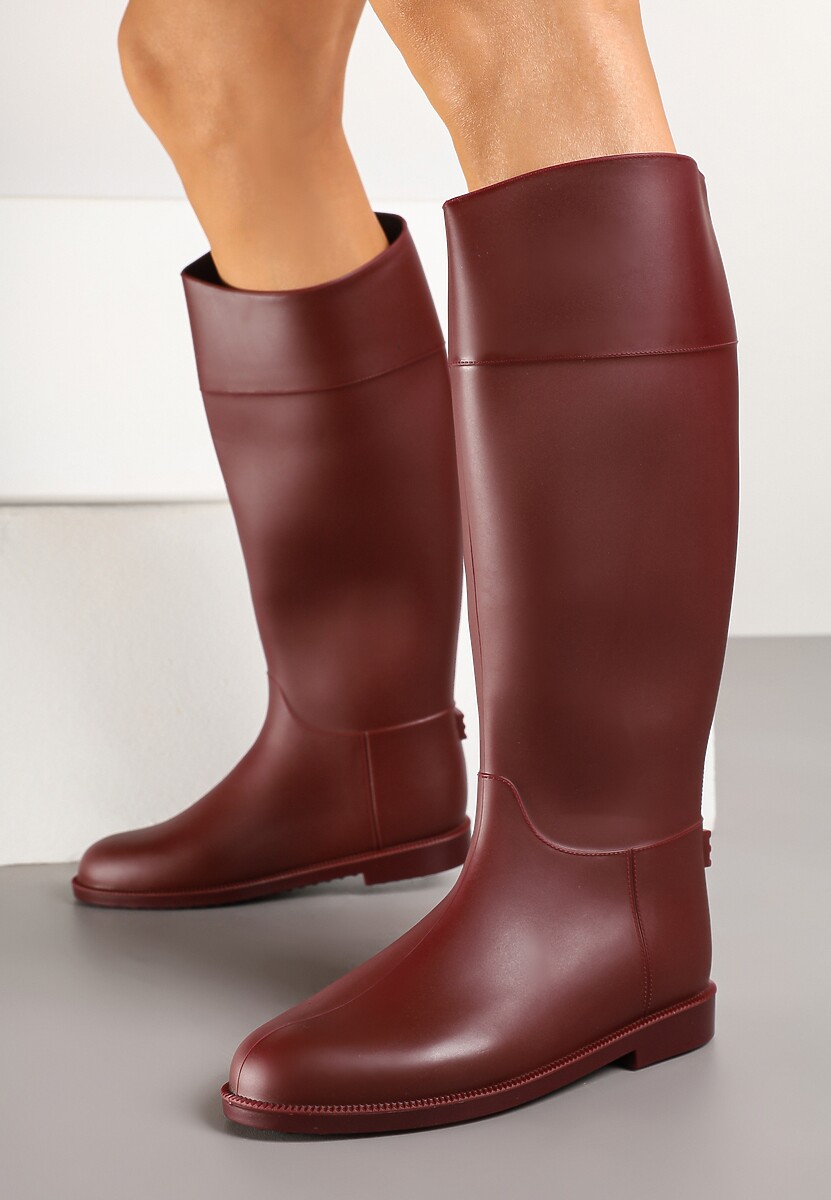 Bordowe Stylowe Kalosze w Stylu Oficerek Nelreia