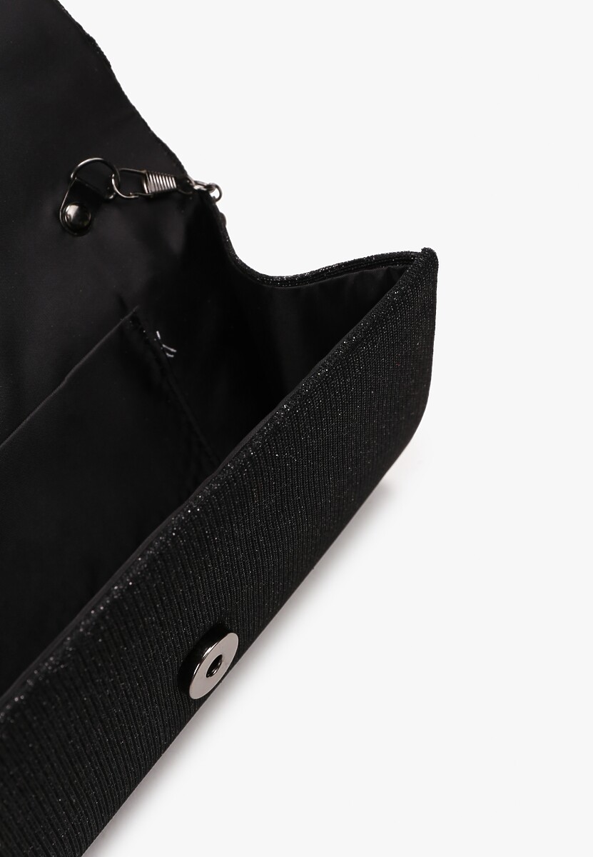 Czarna Metaliczna Torebka Kopertówka na Ramię Lunke