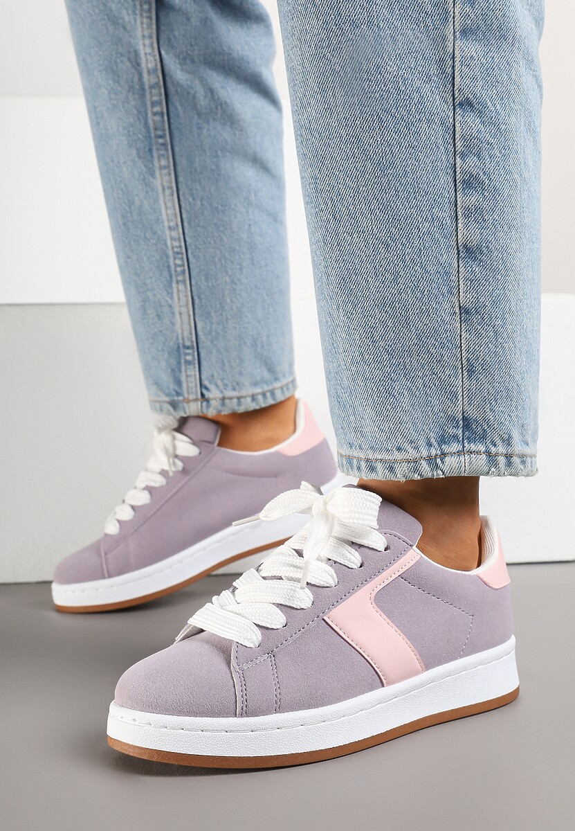 Fioletowe Sneakersy z Geometrycznym Motywem Taniffia