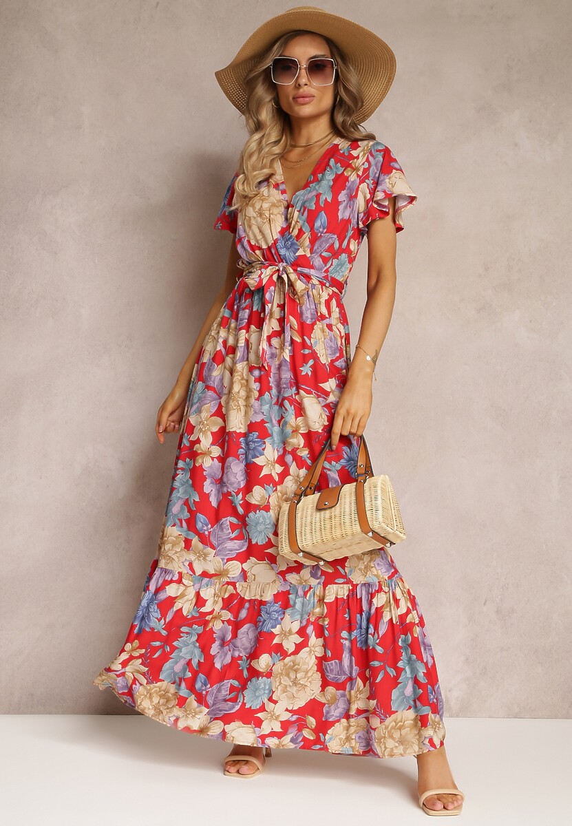 Czerwona Sukienka z Wiskozy Titinia