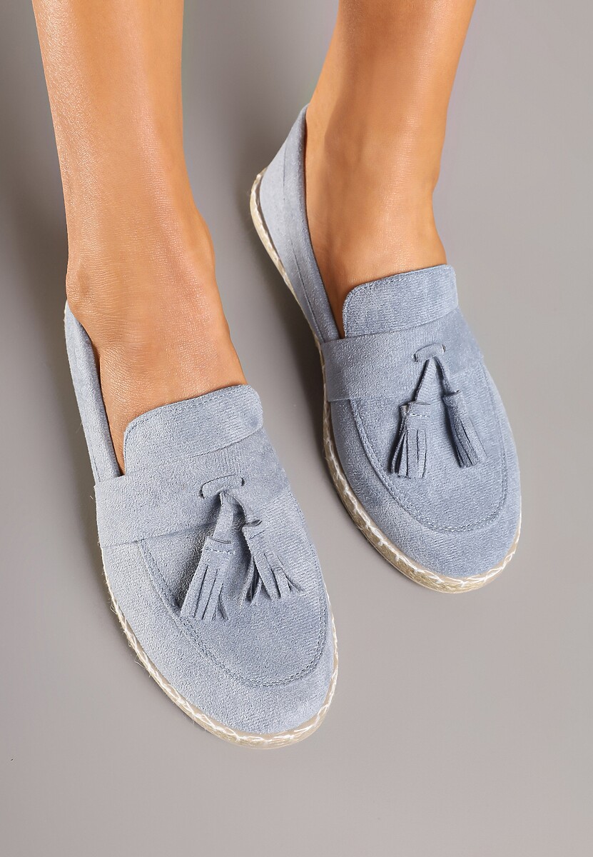 Jasnoniebieskie Espadryle przed Kostkę z Ozdobnymi Chwostami Marilsa