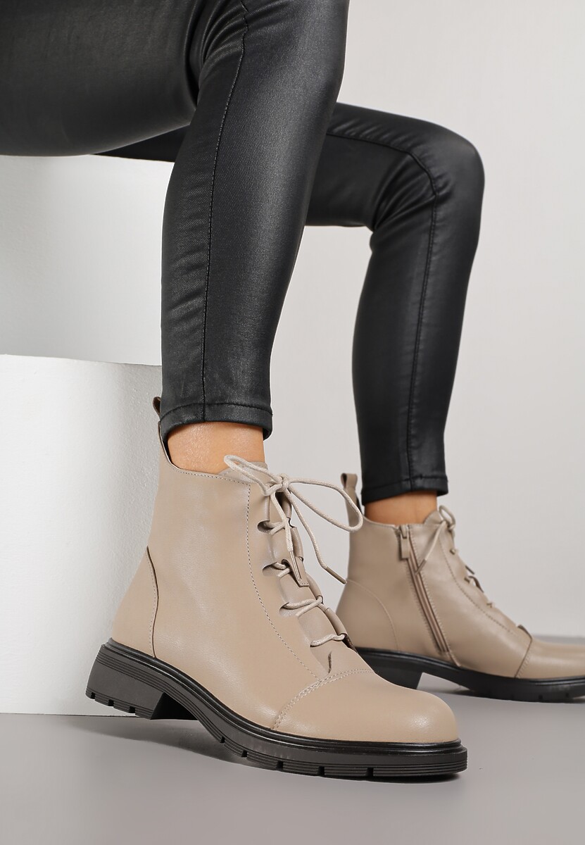 Czarne Skórzane Botki Typu Trzewiki Wioselle