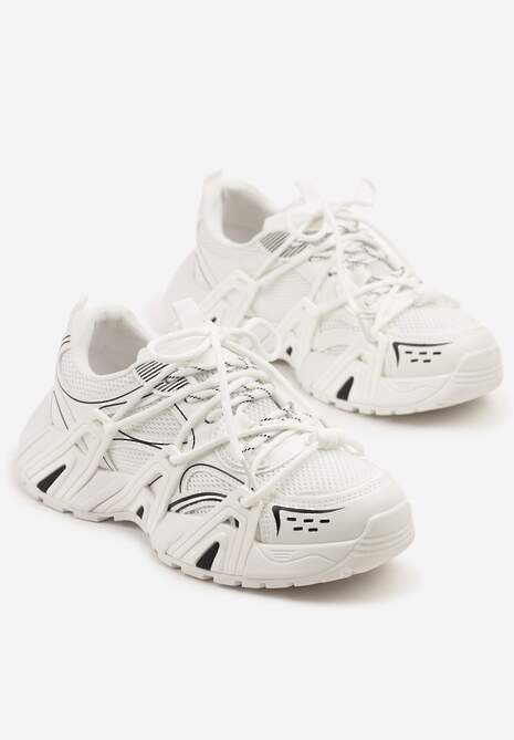 Białe Sneakersy na Platformie z Designerskim Sznurowaniem Julieve