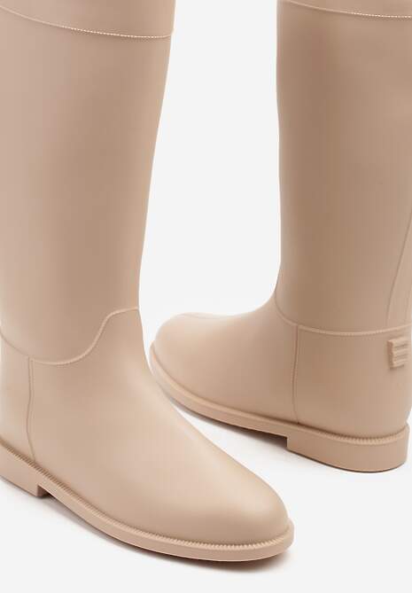 Beżowe Stylowe Kalosze w Stylu Oficerek Nelreia
