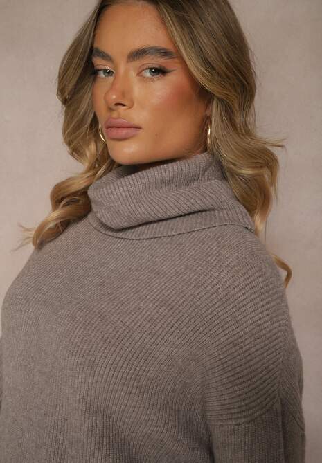 Ciemnobrązowy Golf z Domieszką Wiskozy i Kaszmiru Azivara