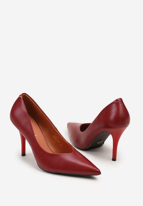 Bordowe Szpilki Vices z Wkładką ze Skóry Naturalnej Anistte