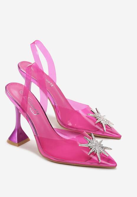 Fuksjowe Sandały na Klepsydrze z Transparentną Cholewką i Gwiazdą z Cyrkoniami Dakari