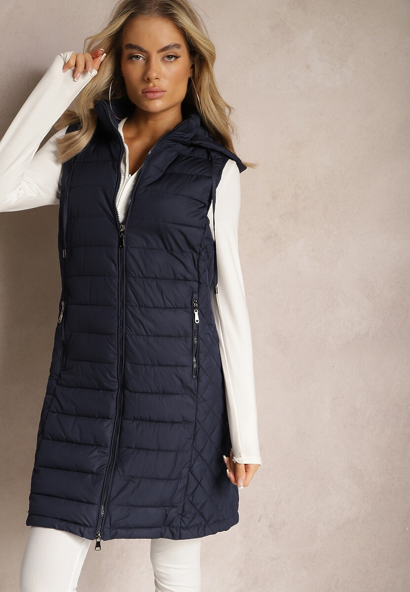 Ciemnozielona Pikowana Kamizelka z Odpinanym Kapturem Lasathi