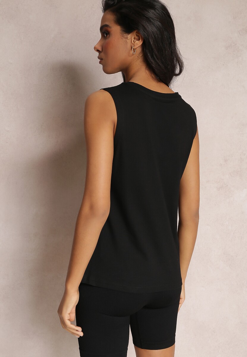 Czarny Top z Gładkiej Tkaniny Kamena