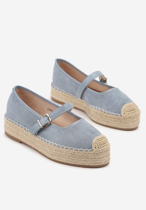 Niebieskie Espadryle z Plecionką i Paskiem Fevolise