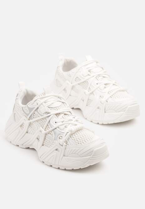 Białe Sneakersy z Designerskim Sznurowaniem Nuritha