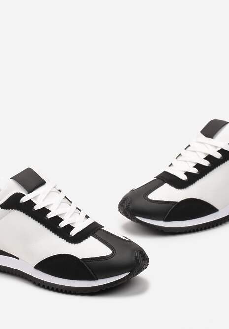 Czarne Sneakersy  z Ozdobnymi Wstawkami Fania