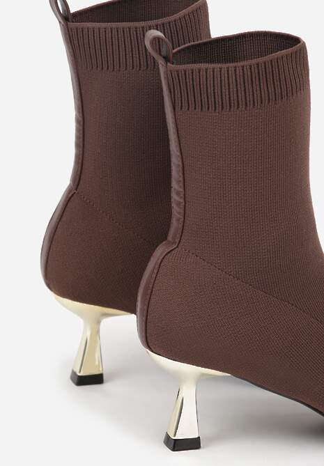 Brązowe Botki Vices na Metalicznej Kaczuszce z Elastyczną Cholewką Vamile