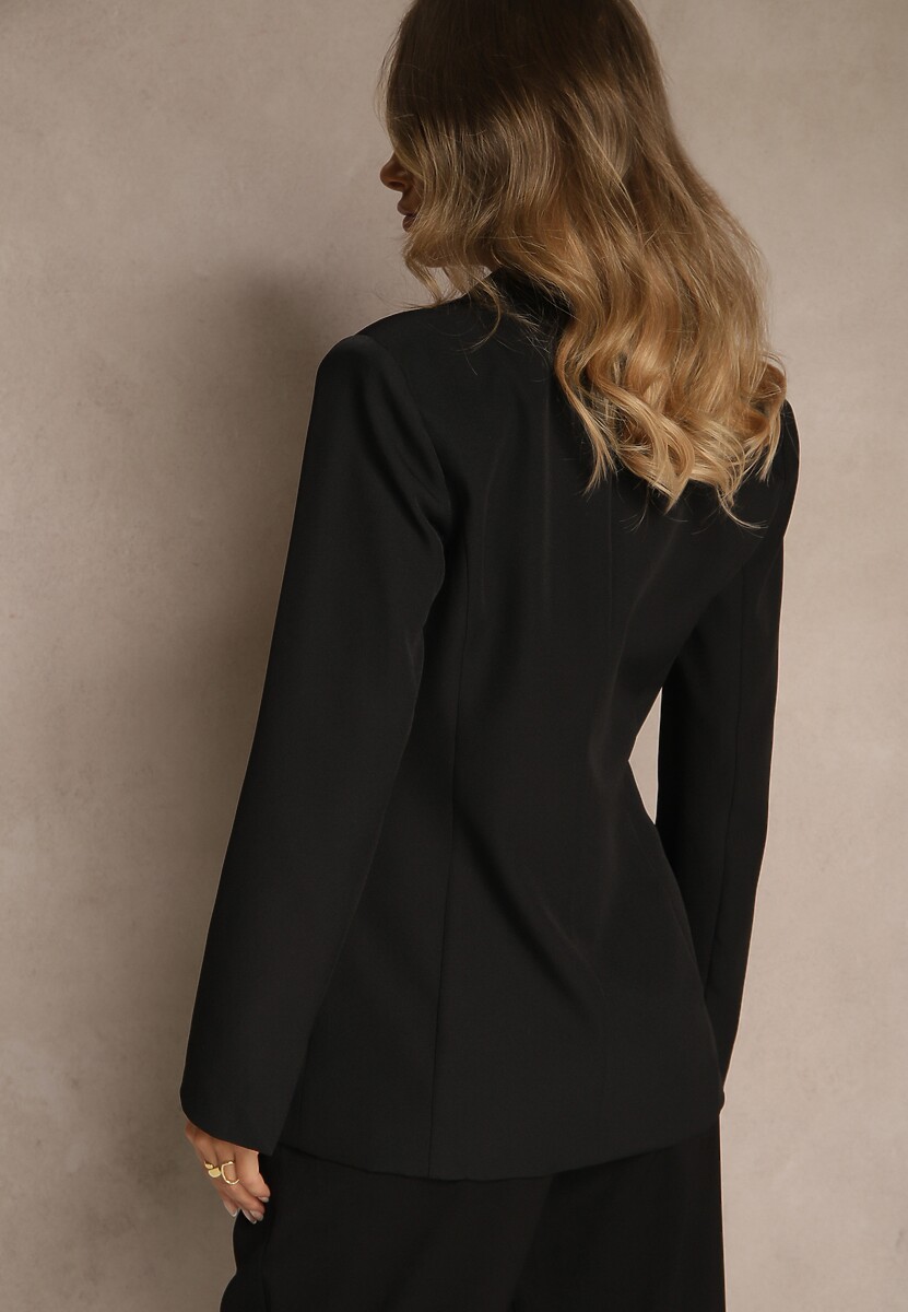 Czarna Marynarka VICES o Taliowanym Kroju z Podkreślonymi Ramionami Arivita