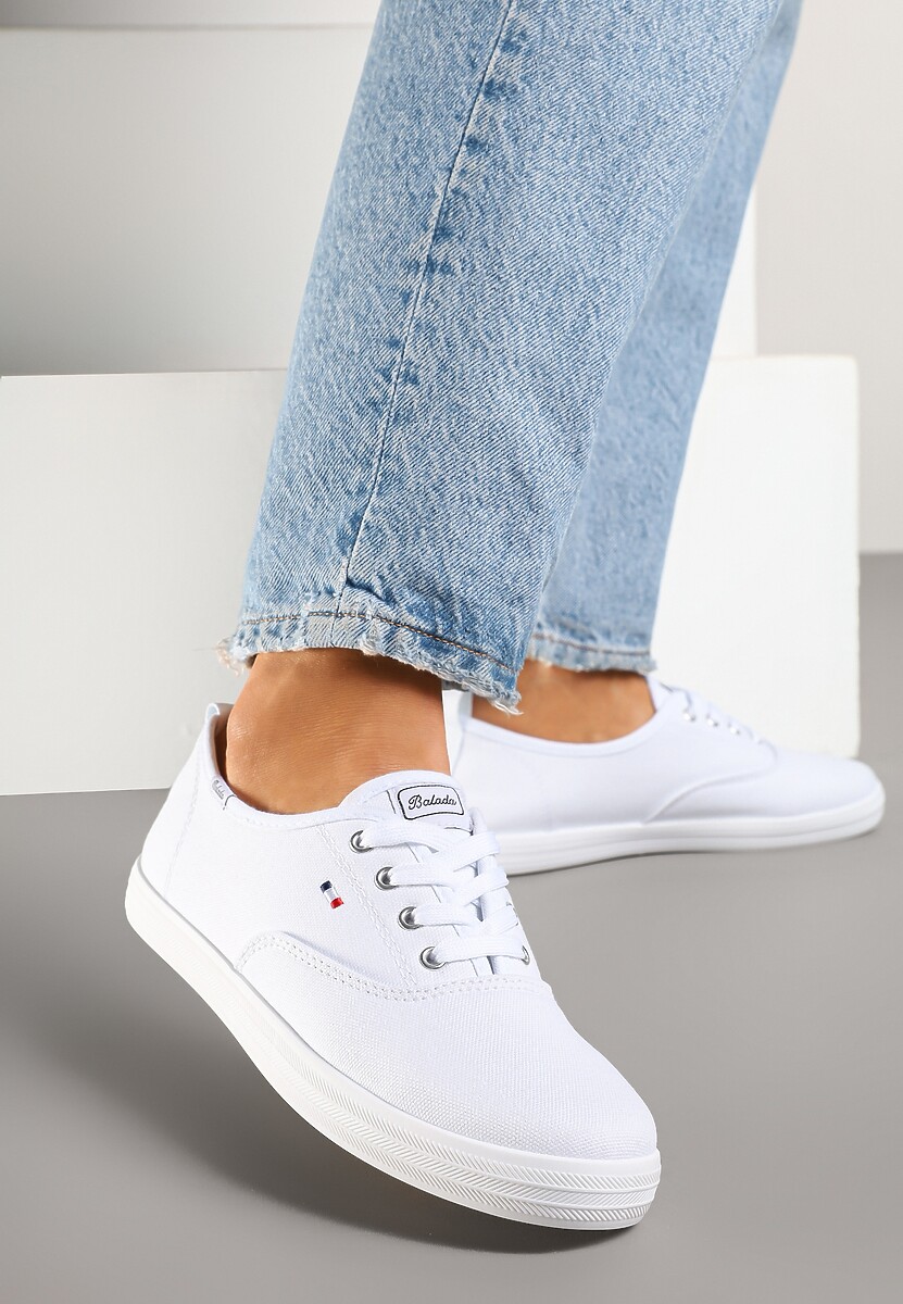 Biało-Różowe Klasyczne Tenisówki Vices ze Sznurowaną Cholewką Telisara