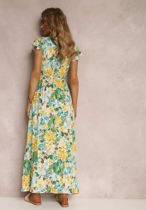 Zielono-Beżowa Sukienka Fionowen