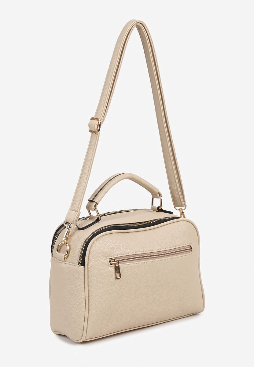 Jasnobeżowa Torebka z Trójkątną Ozdobą i Suwakami Conavia