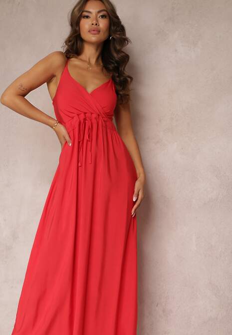 Czerwona Sukienka z Wiskozy Anomaria