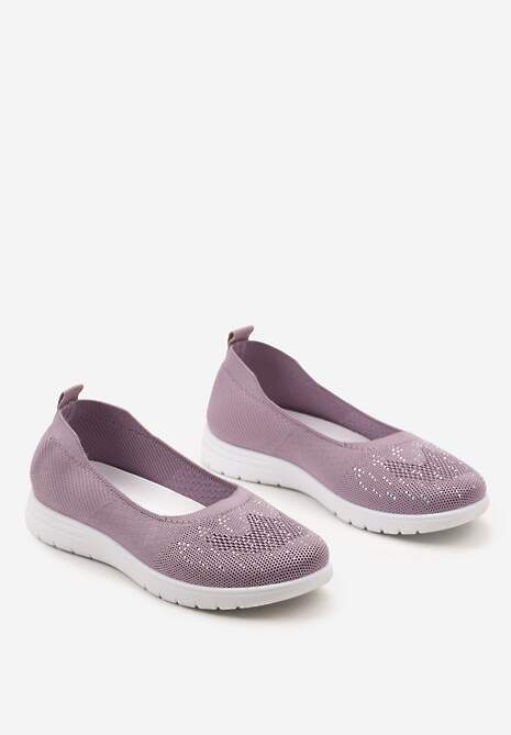 Fioletowe Płaskie Tenisówki Zdobione Cyrkoniami Lomadia