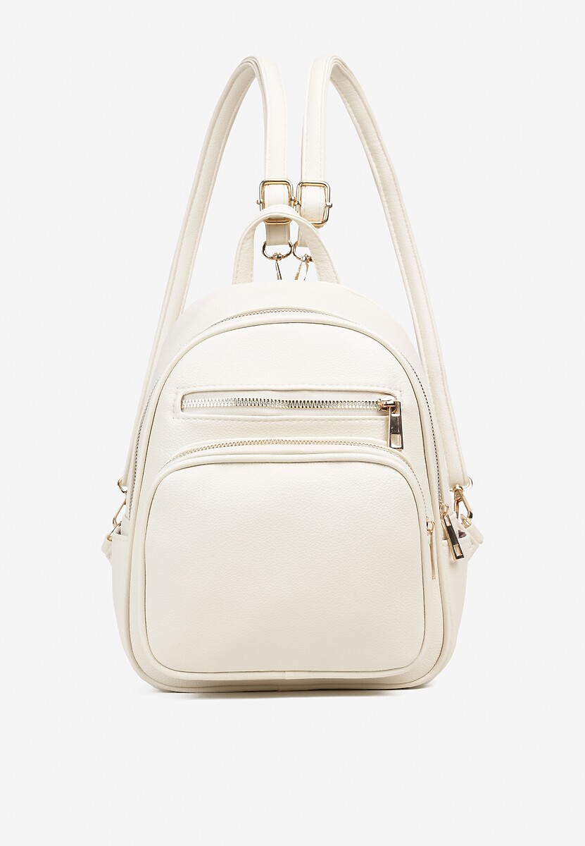 Beżowy Plecak na Suwak Wykończony Regulowanymi Odpinanymi Paskami Nelda