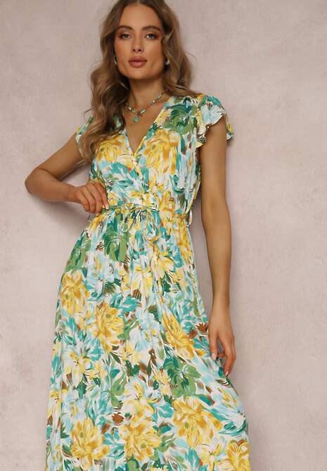 Zielono-Beżowa Sukienka Fionowen