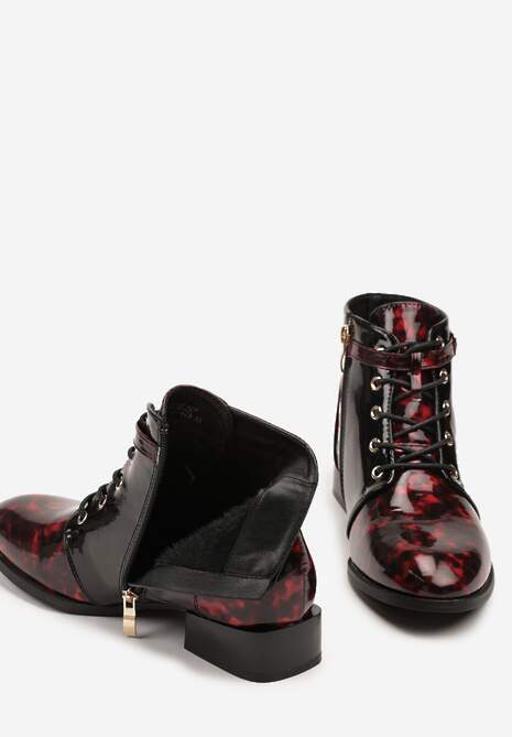 Czarno-Czerwone Botki Vices ze Sprzączką Gelrina