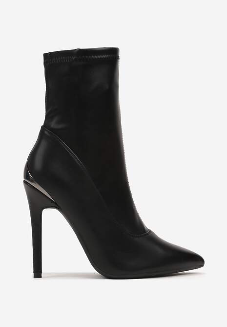 Czarne Botki na Szpilce z Metaliczną Aplikacją Ivandra