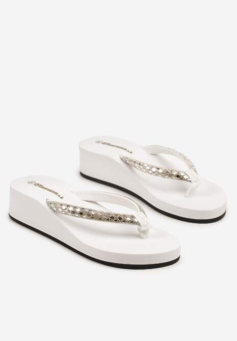 Białe Japonki na Koturnie z Cyrkoniami Salliess