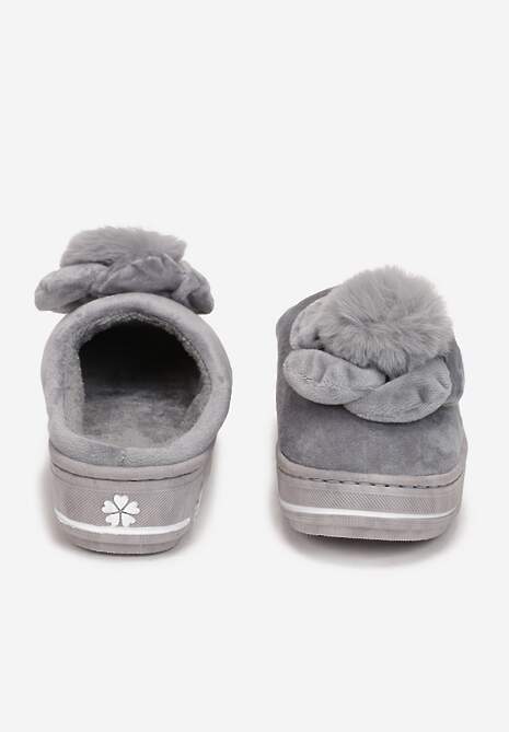 Szare Kapcie na Platformie z Pomponem Toro